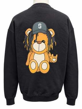 Champion Godspeed Teddy Bear Graphic Sweatshirt L Black Streetwear Crewneck